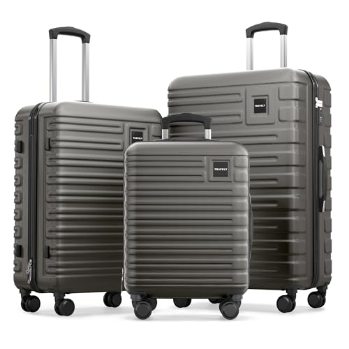 Travely Polycarbonat Koffer Set 77cm, 67cm, Handgepäck Koffer in einem Set, Sehr robuste Reisekoffer mit sanften Rollen & TSA Schloss, Reisekoffer