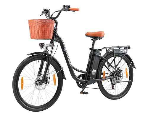 ttgo E Bike 26 Zoll, Elektrofahrräder für Herren Damen mit 36V 14,5AH Akku, Citybike bis zu 100KM Elektrofahrrad mit Korb, 25Km/h, YY-26ST (Schwarz)