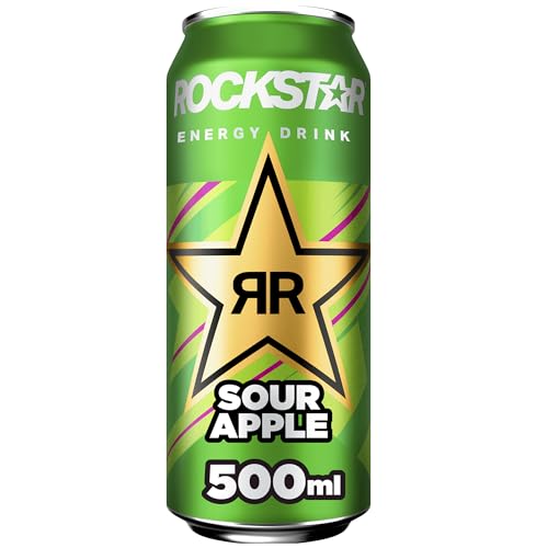 Rockstar Energy Drink Sour Apple - Saures, koffeinhaltiges Erfrischungsgetränk für den Energie Kick, EINWEG (1 x 500ml) (Verpackungsdesign kann abweichen)