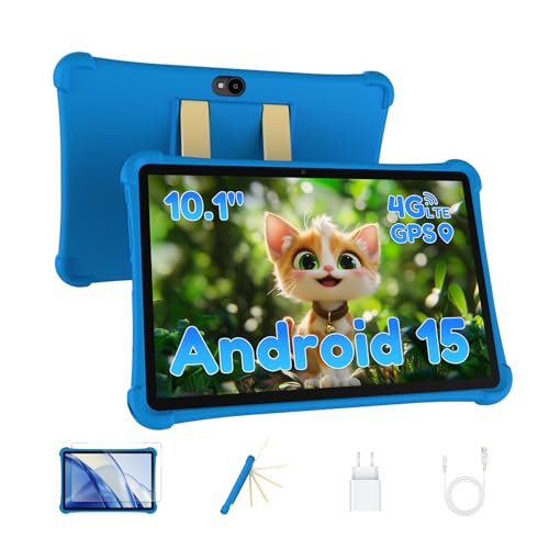 ALLDOCUBE Kinder Tablet 10 Zoll, Android 15, 7GB RAM+64GB ROM (TF 512GB), Wi-Fi, Bluetooth, GPS, iWAWA Kindersicherung, Kids-Tablet mit sturzsicherer Schutzhülle Blau, iPlay 70 SE