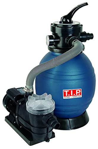 T.I.P. Poolfilteranlage mit hohem Durchfluss - Leistungsstarke 10000 l/h Pumpe für 30 m³ Becken, 4-Wege-Ventil, 13 kg Sand, hocheffizienter Filter mit Vorfilter, SPF 250 F, 30308