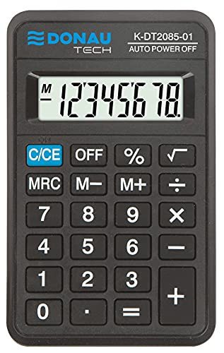 Taschenrechner Donau TECH/K-DT2085-01 8-Stellig Wurzelfunktion/ 114x69x18mm/ Farbe: Schwarz/Rechner mit 8-stelliger Anzeige/Batteriebetrieb/Kompaktes Design