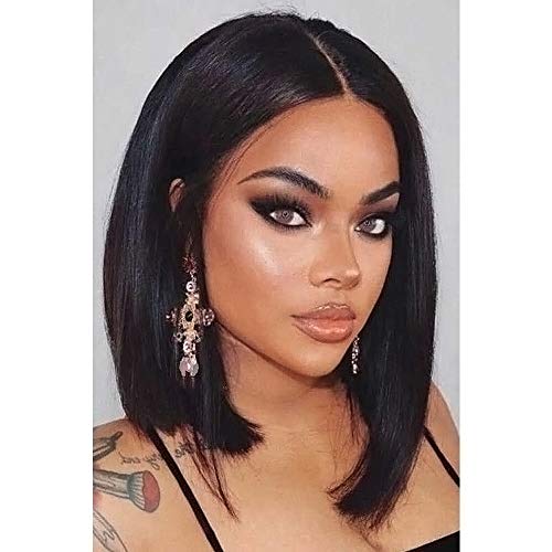 PORSMEER Bob Perücke schwarz Kurze Gerade Synthetische Haar Cosplay Tägliche Party Perücke für Frauen Natürliche Wie Echthaar