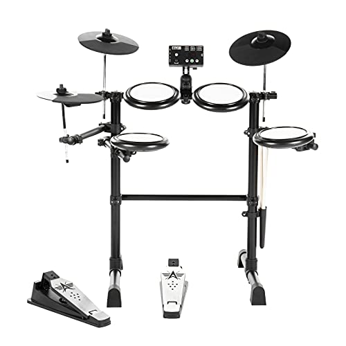 Fame DD-Lite V2 E-Drum Set, Elektronisches Schlagzeug-Set mit 144 Sounds, 12 Drumsets, Aux-Eingang, MIDI, Drumsticks, Drum Key, Mesh Heads, E-Schlagzeug, Schwarz