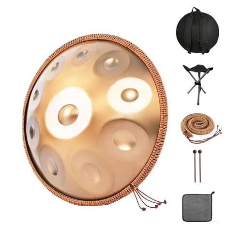 FUSKANG 432hz Handpan Steel Drum 9 Töne 22inch Purple Performer in D Minor mit Handpan-Ständer, Handpan-Koffer