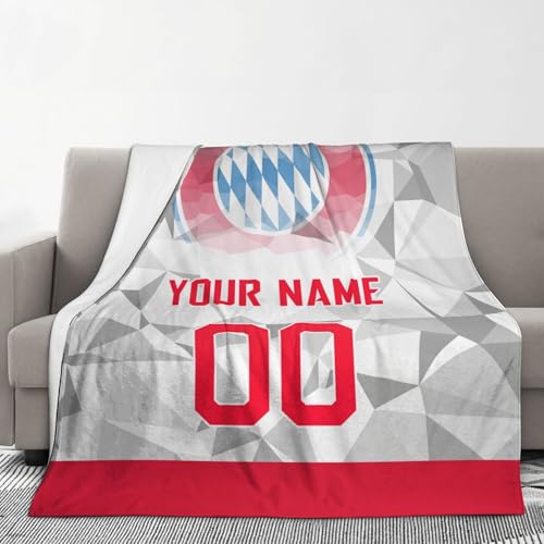 Generisch Bayern Personalisierte Decke,Bayern Fanartikel Sofa Fleecedecke,Personalisierte Geschenke für Fußball Fanartike,Weihnachten Geschenke für Fußballfan Kinder Teenager
