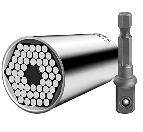 Universal Nuss Steckschlüssel Powergrip Universalschlüssel, Gadgets für Männer, Adventskalender Männer 2020, Multi Funktions Handwerkzeuge Reparatur Werkzeuge 7-19mm (7-19mm mit Adapterr)