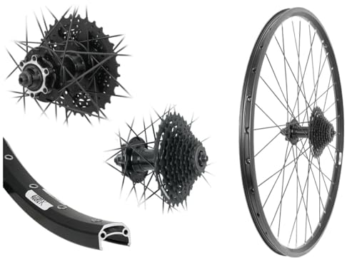 AGGRO-X 28 Zoll Alu Hinterrad 19-622 Laufrad Hohlkammer Disk 6-Loch mit 9 Fach Zahnkranz Kassette HG200 27 Gang