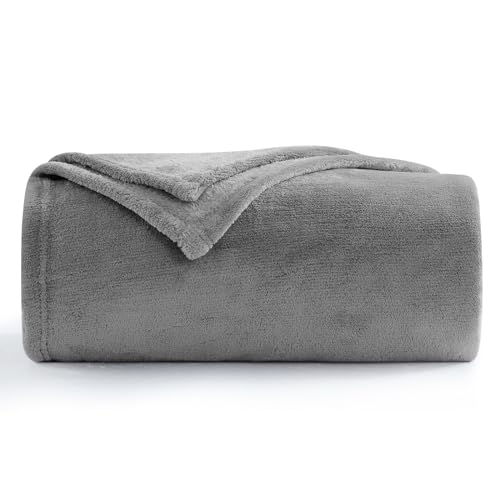 Aisbo Kuscheldecke Flauschig Decke Grau - Fleecedecke Warme Sofa Decke für Winter, Kuschlige Wohndecke Hellgrau Kinder Weich als Wohnzimmer, Blanket 130x150 cm Klein Couchdecke