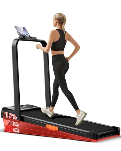 UMAY Laufband für Zuhause Klappbar, Laufband mit Steigung für Zuhause 15%, Walking Pad mit Steigung max. Belastung 136 KG