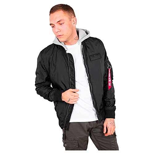 Alpha Industries Herren MA-1 TT Hood Bomberjacke, Schwarz, L