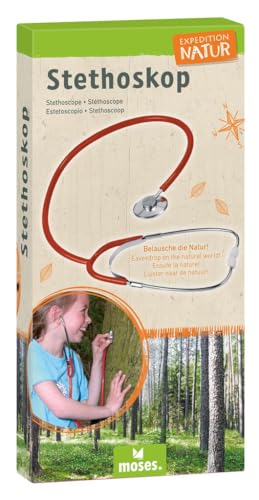 moses. Expedition Natur Stethoskop für Kinder, funktionsfähiges Abhörgerät für Natur-, Atem- und Herzgeräusche, hochwertiges Kinderstethoskop mit Kunststoffummantelung und abnehmbaren Ohrenoliven