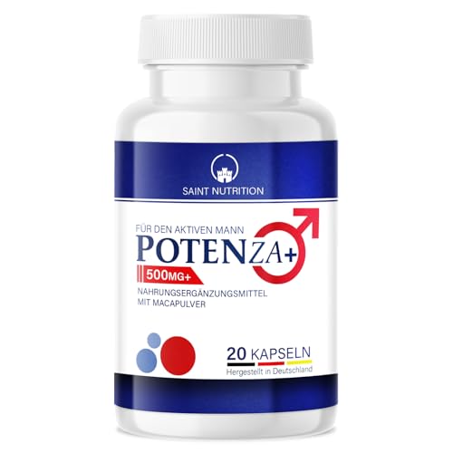 Potenza+ für den aktiven Mann – Extra stark für Männer Sofortwirkung – Hochdosiert mit Maca, L-Arginin & Zink – Original Kapseln für optimale Unterstützung - 20 Stück