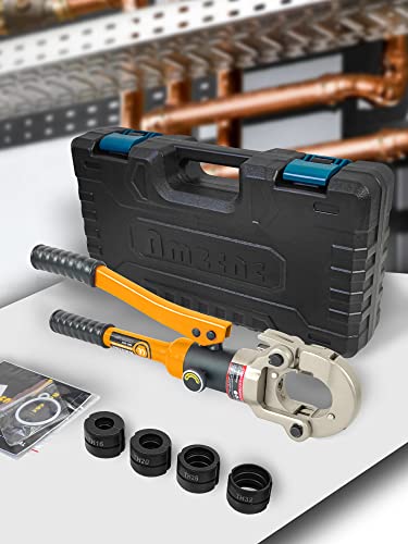 AMZCNC Profi Presszange TH-Kontur 16-20-26-32 Set Presswerkzeug mit 360° drehbarem Kopf,für Verbundrohr mit Fittings der TH-Kontur, Backeneinsätze TH16,TH20,TH26,TH32 incl