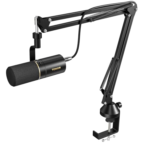 TONOR Gaming Microphone mit XLR/USB Kabel, Dynamisches Mikrofon PC mit Mikrofonarm und Mute Button, Vocal Mic Gesangsmikrofon für Streaming, Studio und Aufnahme, TD510+