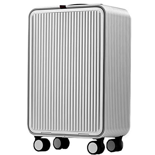 Hartschalenkoffer Alle Aluminium-Magnesium-Legierung Trolley-Koffer Business-Koffer Reisegepäck Passwort-Box Laptoptasche Frontöffnung Gepäck (Color : Silver, Size : 24