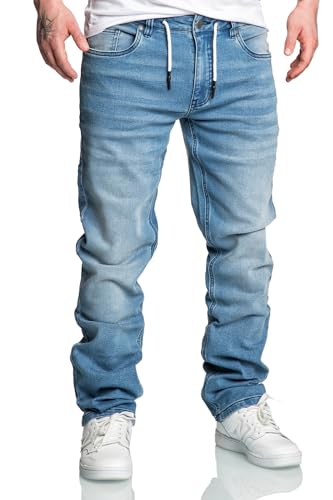 REPUBLIX Herren Sweathose in Stretch Denim Basic Jeans Hose Kordel R7031 Hellblau W38