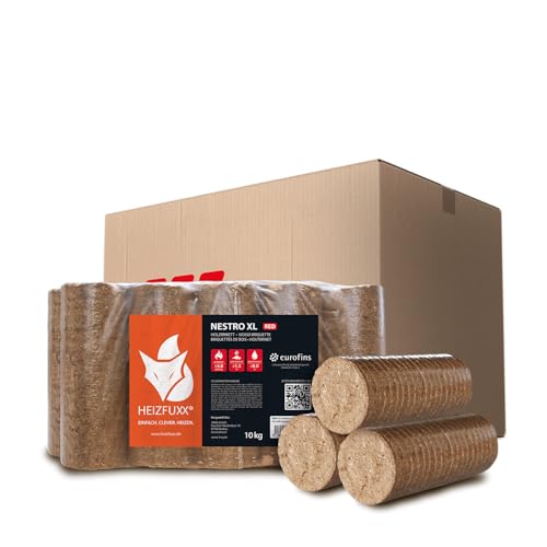 Holzbriketts Nestro XL Red - Hartholzbriketts 20 kg (2x10 kg) - Premium Briketts für Kamin, Heizkessel & Ofen - Hoher Heizwert, geringer Aschegehalt & maximale Energieausbeute