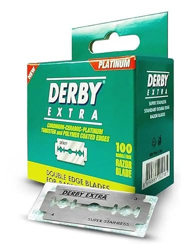 Derby Extra Zweischneidige Sicherheits-Rasierklingen, Pack mit 100 Klingen
