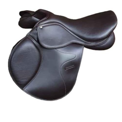 EQUIGEAR Hochwertiger Leder-Springsattel für Pferde – Komfortabler Allzweck-Reitsattel für Outdoor-Reiten mit langlebiger Verarbeitung AA-01 (16.5 inches)
