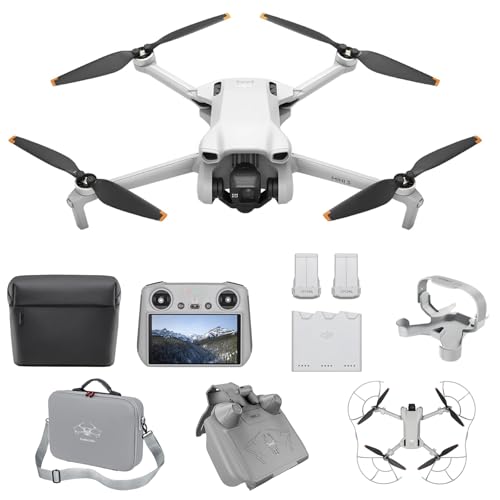 DJI Mini 3 Fly More Combo (DJI RC) mit Vielseitiges Zubehör – Leichte und faltbare Mini-Kameradrohne mit 4K HDR-Video, 38min Flugzeit, echten vertikalen Aufnahmen und intelligenten Funktionen, C0