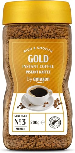 by Amazon Gold Instant Kaffee, Mittlere Röstung, 200g, 1er-Pack - Rainforest Alliance-Zertifizierung