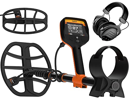Quest V80 Double Blizzard Metalldetektor, Profi Detektor mit Funkkopfhörer, Metallsuchgerät Set, Wasserdicht, Multifrequenz