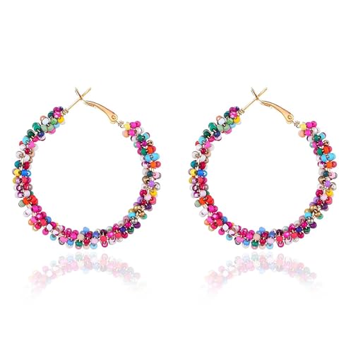 Ohrringe Bunt, festival outfit damen, Regenbogen Kostüm, Ohrringe Regenbogen, Konfetti Kostüm Damen, Kostümparty Rock Party Accessoires für Reisen,Fotografie,Party
