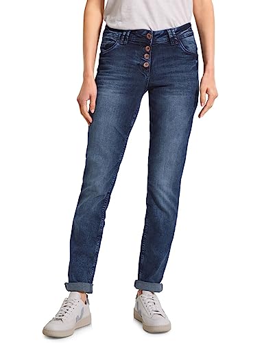 Cecil Damen Scarlett Jeans Jeanshose Loose, Mid Blue Wash-Bronze, 36W x 30L
