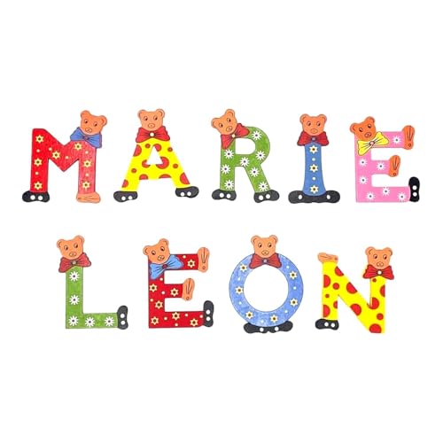 Bunte Holzbuchstaben mit Bärenmotiv – Personalisierte Kinderzimmer Deko – Türbuchstaben aus Holz für Namen – Handgefertigte Buchstaben für Kinderzimmer & Babyzimmer – Geschenk zur Geburt (L)