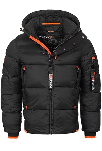 Geographical Norway Herren Winter Jacke warm gefüttert Parka Steppjacke Outdoor gesteppt Neu Warm gesteppt PUFFER FvS Production H-H, Farbe:Schwarz, Größe:L