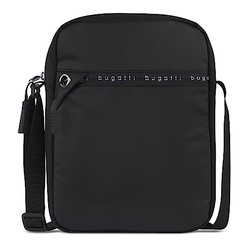 bugatti Blanc DeLight Schultertasche Herren, Umhängetasche aus Tarpaulin & Nylon, schwarz