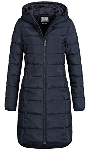 Eight 2 Nine Damen Steppmantel LETN-039 Lange Stepp-Jacke mit Kapuze night blue M
