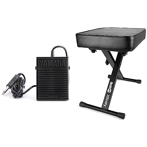 Yamaha sustain pedal & RockJam Premium Adjustable Padded Keyboard Bench or Digital Piano Stool