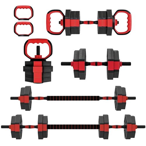 SPORTNOW 6-in-1 Hantelset Kurzhantel Set Kurzhanteln Langhanteln verstellbar 15 KG Hanteln Set Dumbbell mit Verbindungsrohr Sternverschlüsse Kurzhantelset für Krafttraining Zuhause