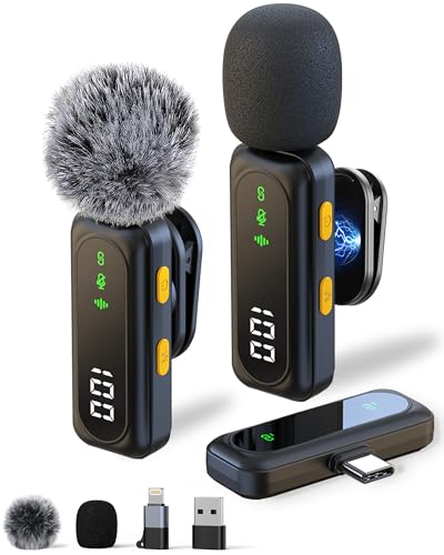 Mikrofon Handy – Ansteckmikrofon kompatibel mit iPhone/Android/PC, Magnetisches Lavalier Mikrofon mit Geräuschunterdrückung, geeignet für Live-Streaming, Vlogging, YouTube und Interviews (Schwarz)