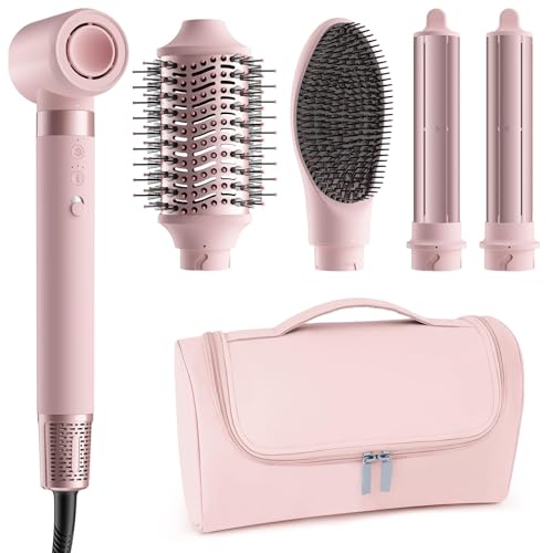MESCOMB 5 in 1 Airstyler, Professioneller Hairstyler Set mit Ionen Föhn,Auto-Lockenstab,Glätteisen, Volumenbürste, Zum Schnelltrocknend, Styling, Volumisieren, Locken und Glätten,Mit Reisetasche