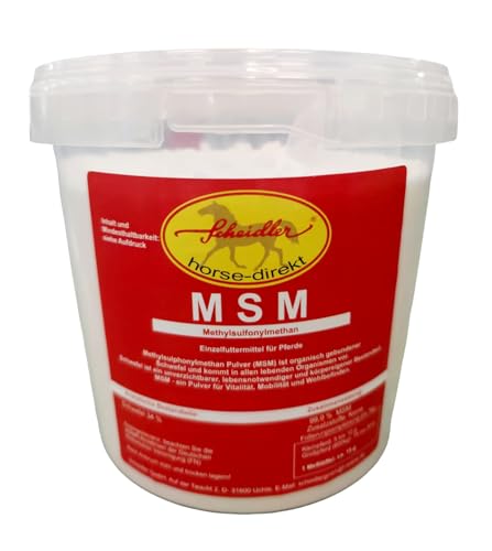 Scheidler horse-direkt MSM 1500 g Eimer (Methylsulfonylmethan) organischer Schwefel, hochrein, 34% Schwefel für Pferde, Ponys - inkl. Messlöffel