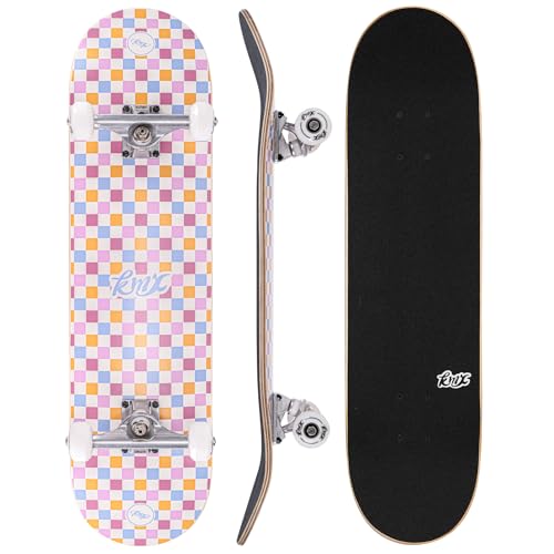 Arrow Board - 31 Zoll Profi Skateboard für Kinder, Anfänger, Jungen, Erwachsene, Mädchen. Kanadisches Ahornholz, Double Kick Concave-Deck | Profi Achsen | Cruising und Tricks(Rosa Pastell)