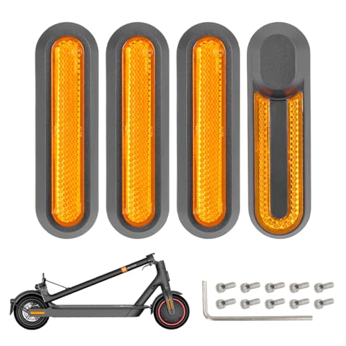 WeddHuis 4er Set Roller Radabdeckung Reflektorstreifen, Scooter Reflektoren, Seitenabdeckungen Mit Rückstrahler Aus Kunststoff, Kompatibel Für 1s / M365 / Pro2 Ersatzteile