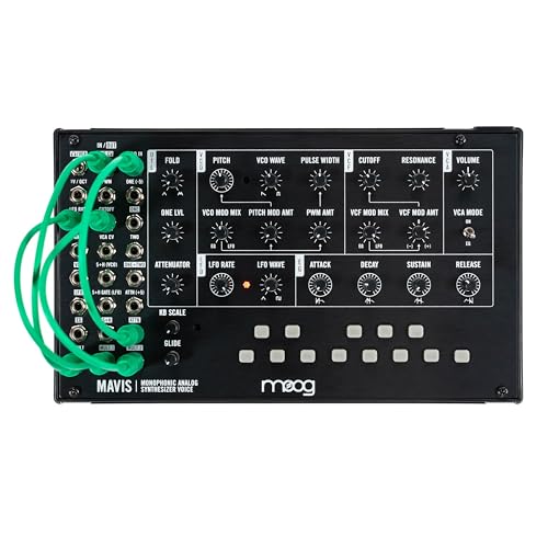 MOOG Mavis - Standalone semi-modulares Analog-Synthesizer-Kit mit Keyboard, Analog-Oszillator, Filter, Hüllkurvengenerator, Wavefolder, Staubschutz