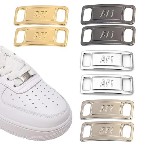 WeddHuis 4pcs Af1 Metal Tag,Metall Schnürsenkel Schnalle,Elastische Schuh Tag Schuhschmuck,Fashion Sneaker Schuh Charms,DIY Sneaker Kits,Metall Air Force 1 Schnürsenkel für Wanderschuhe
