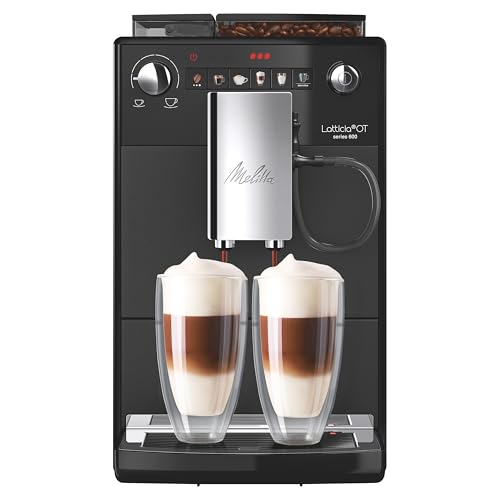 Melitta Latticia OT - Kaffeevollautomat mit Milchsystem, Kaffeemaschine mit Mahlwerk für z. B. Kaffee oder Cappuccino, schwarz