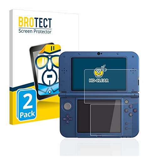 BROTECT 2 Stück Schutzfolie für Nintendo New 3DS XL Displayschutz Folie Made in Germany, Ultra-Klar