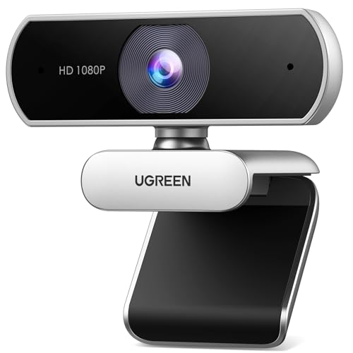 UGREEN Webcam Full HD 1080P/30fps USB A Webcam mit Mikrofon für PC, automatische Lichtkorrektur, 90° Ansicht, USB Webcam für Live Streaming, Videoanrufe, Konferenzen Switch 2 (Silbergrau)