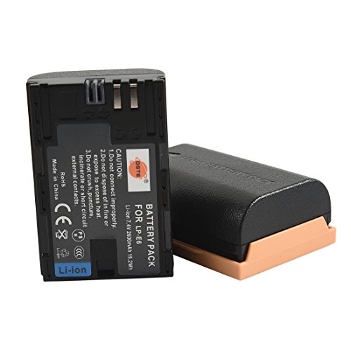 DSTE 2x LP-E6 Li-Ionen Akku für Canon EOS 5D Mark II, EOS 5D Mark III, EOS 6D, EOS 5DS, EOS 7D, EOS 60D, EOS 60Da, EOS 70D Kameras als LP-E6N