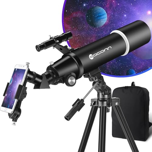 Teleskop, Astronomie Teleskop für Erwachsene, 80mm Aperture 600mm Tragbares Reiseteleskop für Anfänger & Kinder mit Stativ Telefon Adapter Rucksack