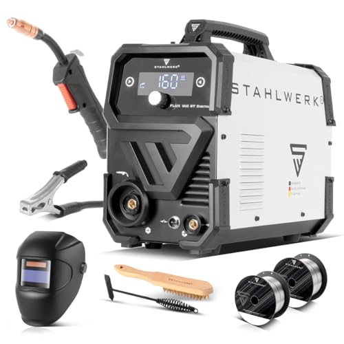 STAHLWERK Schweißgerät FLUX 160 ST Digital – Vollausstattung – 3-in-1 Kombi mit 160 A, Fülldrahtschweißen ohne Schutzgas, MMA/E-Hand (ARC), Lift-TIG (DC), synergischer Drahtvorschub, LED integriert
