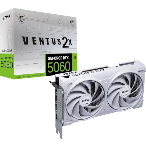 MSI GeForce RTX 5060 8G Ventus 2X OC White - 8GB GDDR7 (28Gbps/128-bit), PCIe 5, Boost: 2527 Hz, HDMI 2.1b, DisplayPort 2.1b