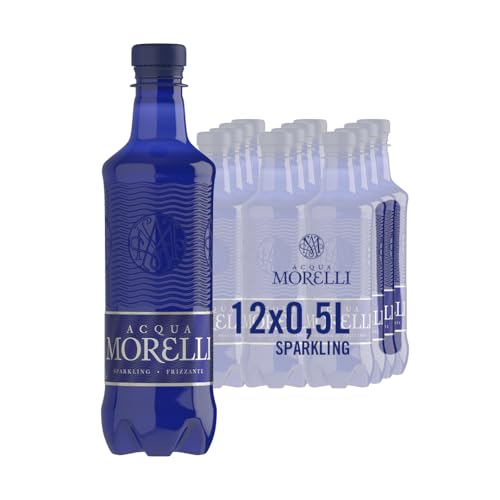 ACQUA MORELLI Sparkling Frizzante Mineralwasser mit Kohlensäure 12 x 0,5l PET Einwegflaschen, Classic Wasser, erfrischend spritziges Wasser aus Italien